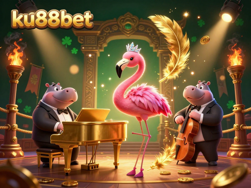 Engage with the vibrant ku88bet casino scene featuring a flamingo singer and hippo bassist.