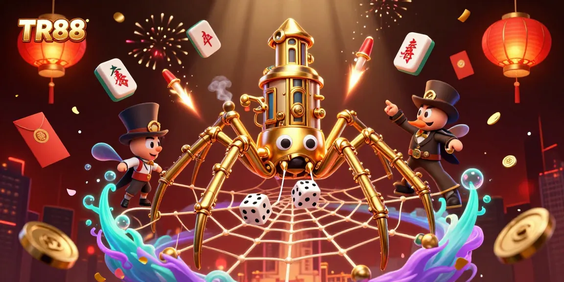 Experience the fun of TR88 with a whimsical steampunk scene full of vibrant casino elements.