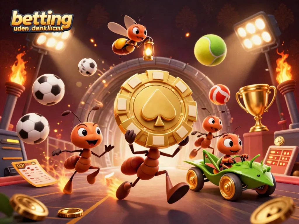 Betting uden dansk licens illustrated with a team of ants in a heist carrying a giant poker chip.