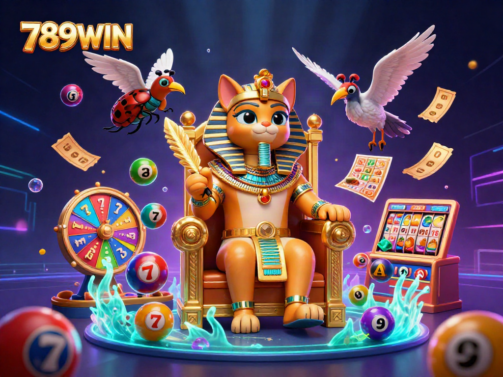 Engage in thrilling games at 789WIN with a vivid illustration showcasing a casino atmosphere filled with excitement.
