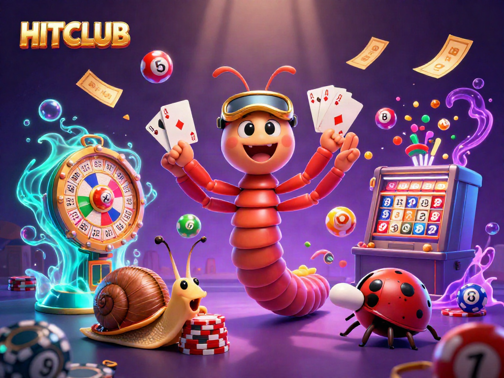 Engage with HITCLUB's vibrant scene featuring a millipede dealer and exciting lottery elements.