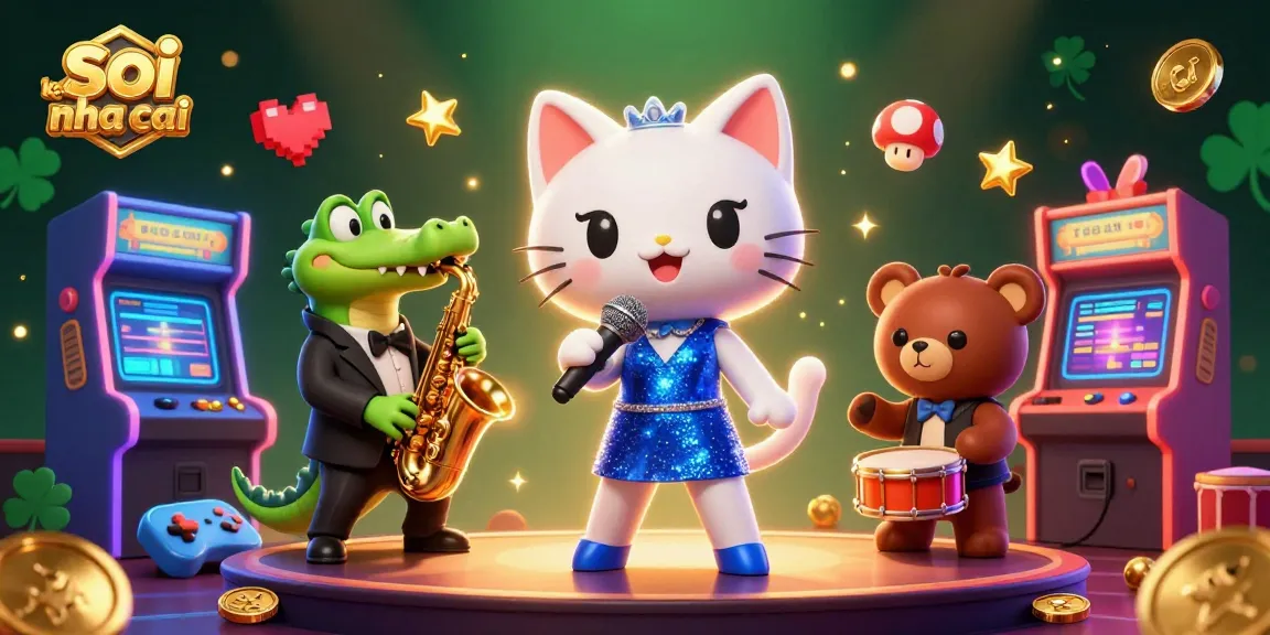 Engage with soi keo nha cai in a vibrant casino scene featuring a jazz-singer cat, sax-playing crocodile, and drum-playing bear.