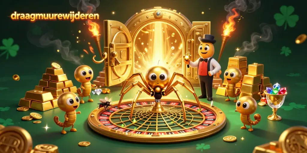 Draagmuur verwijderen met een gouden spin en croupier in een casino-sfeer