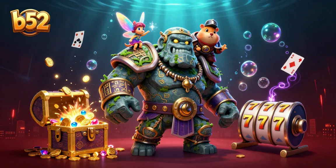 Experience thrilling slots with b52 adventure alongside a magical golem, fairy, and hamster knight!