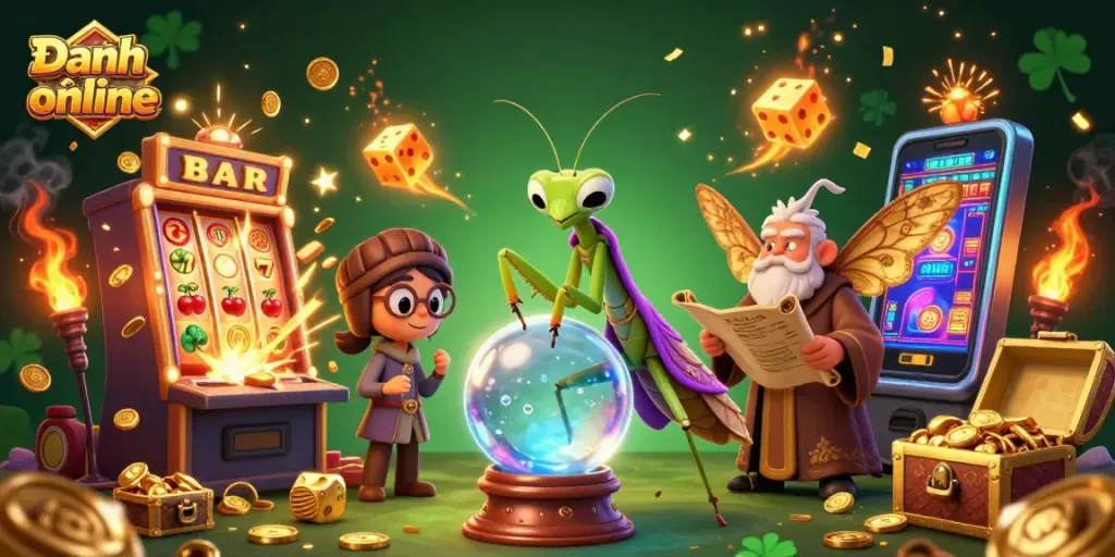 Engage with Đánh đề online in this vibrant 3D cartoon illustration showcasing a mystical fortune teller.
