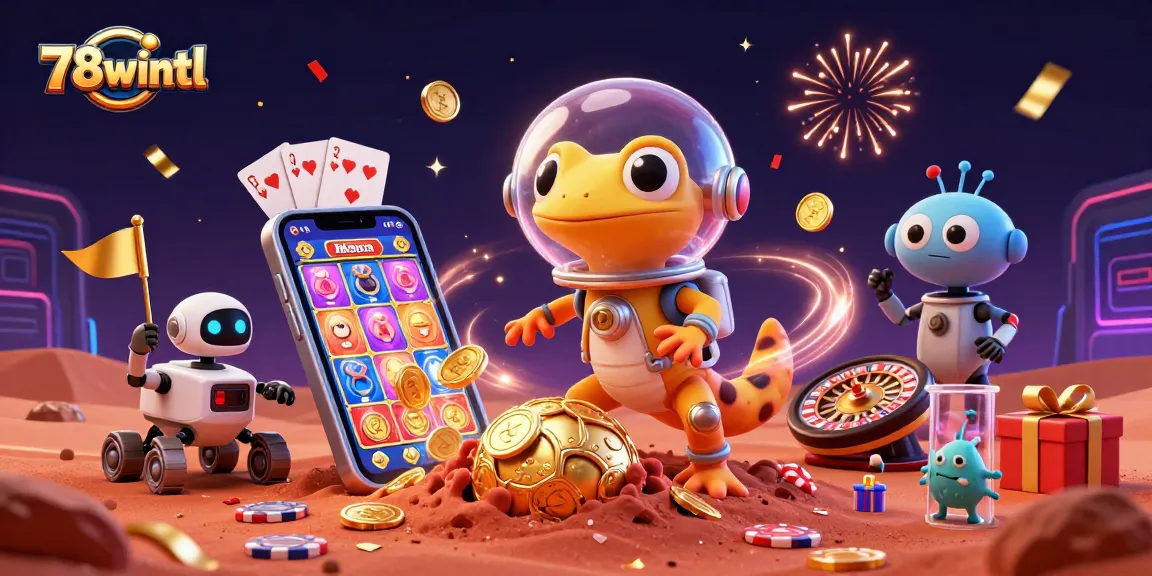 Experience thrilling wins with 78wintl's vibrant casino illustration showcasing exciting slot games and rewards.