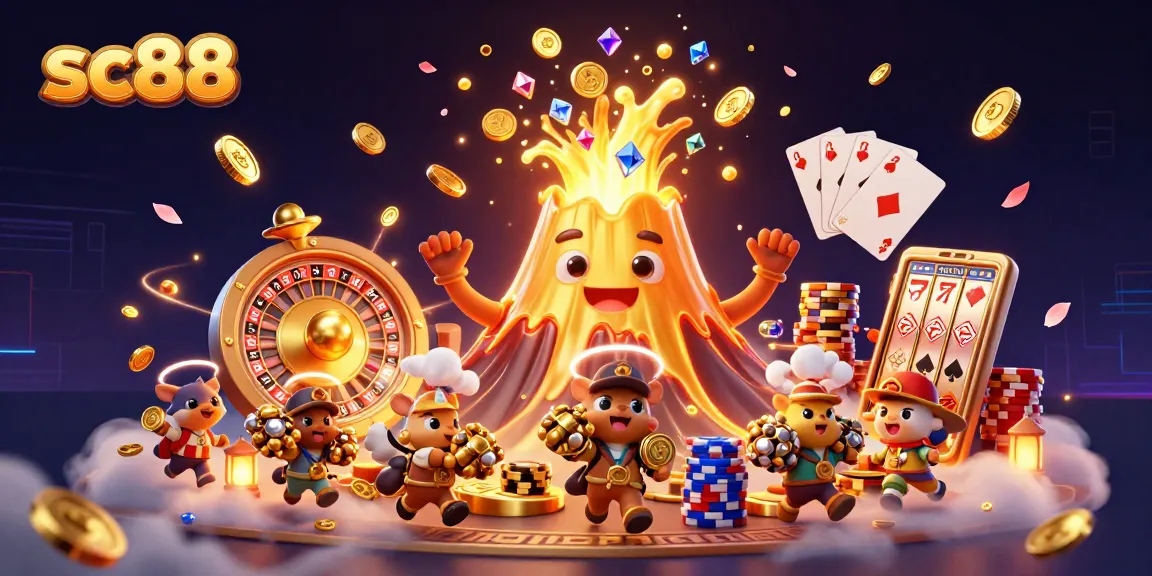 Engage with sc88: Thrilling 3D casino scene with dynamic characters and vibrant treasures.