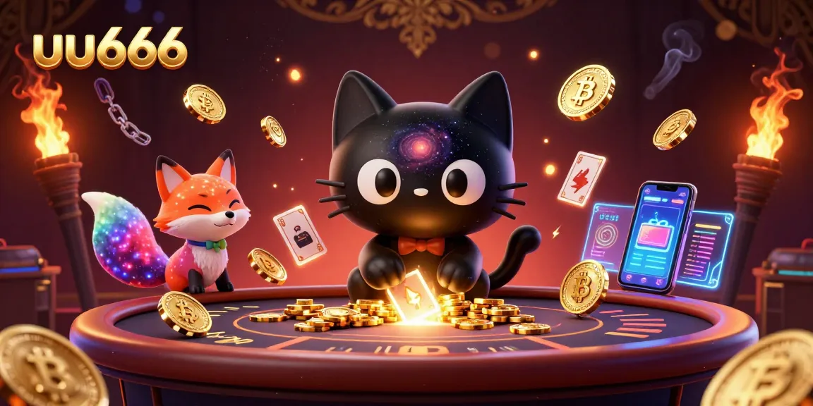 Experience thrilling play at uu666 with a cosmic casino setting featuring vibrant cryptocurrency elements.