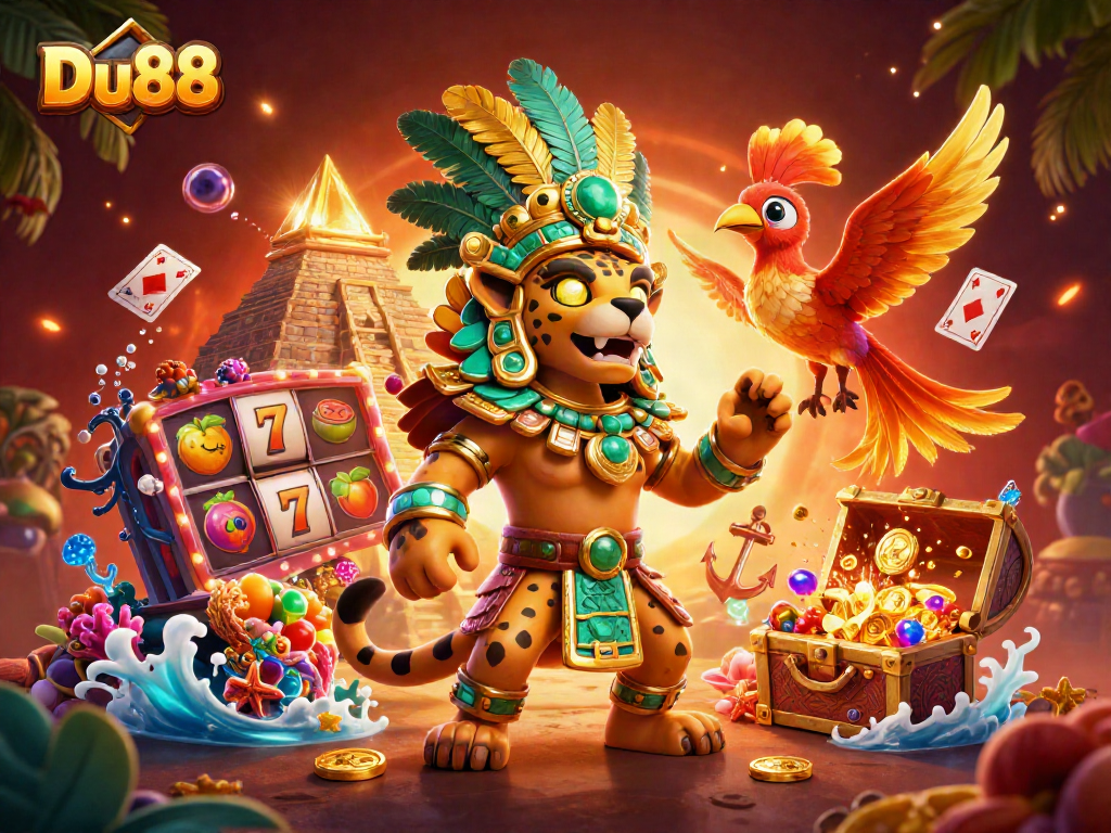 Engage with the Du88 slot paradise featuring a jaguar priest, quetzal bird, and golden treasures.