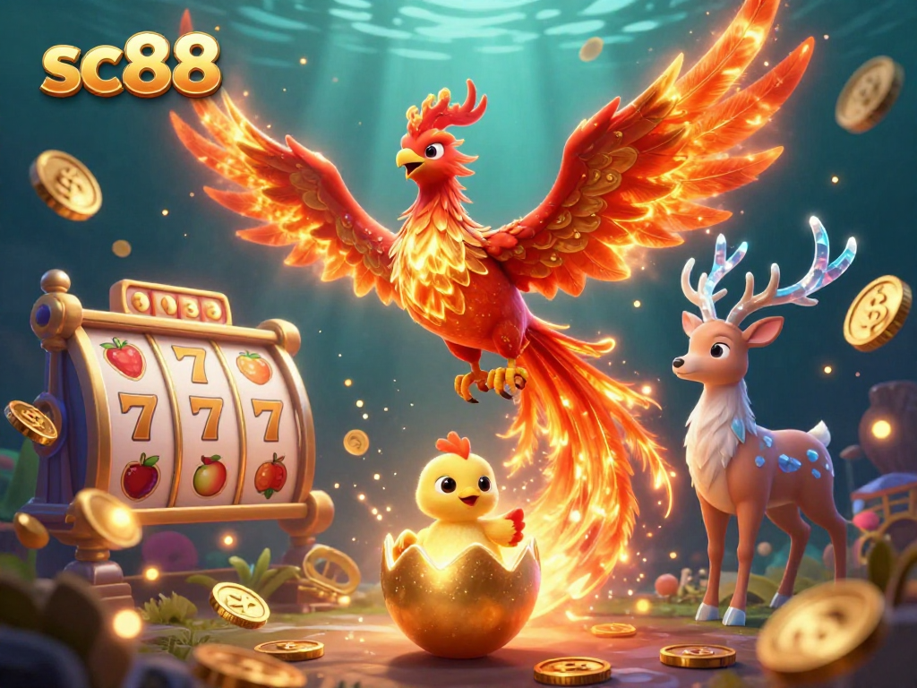 Experience the exhilarating world of sc88 slots with vibrant 3D phoenix and dynamic game elements.