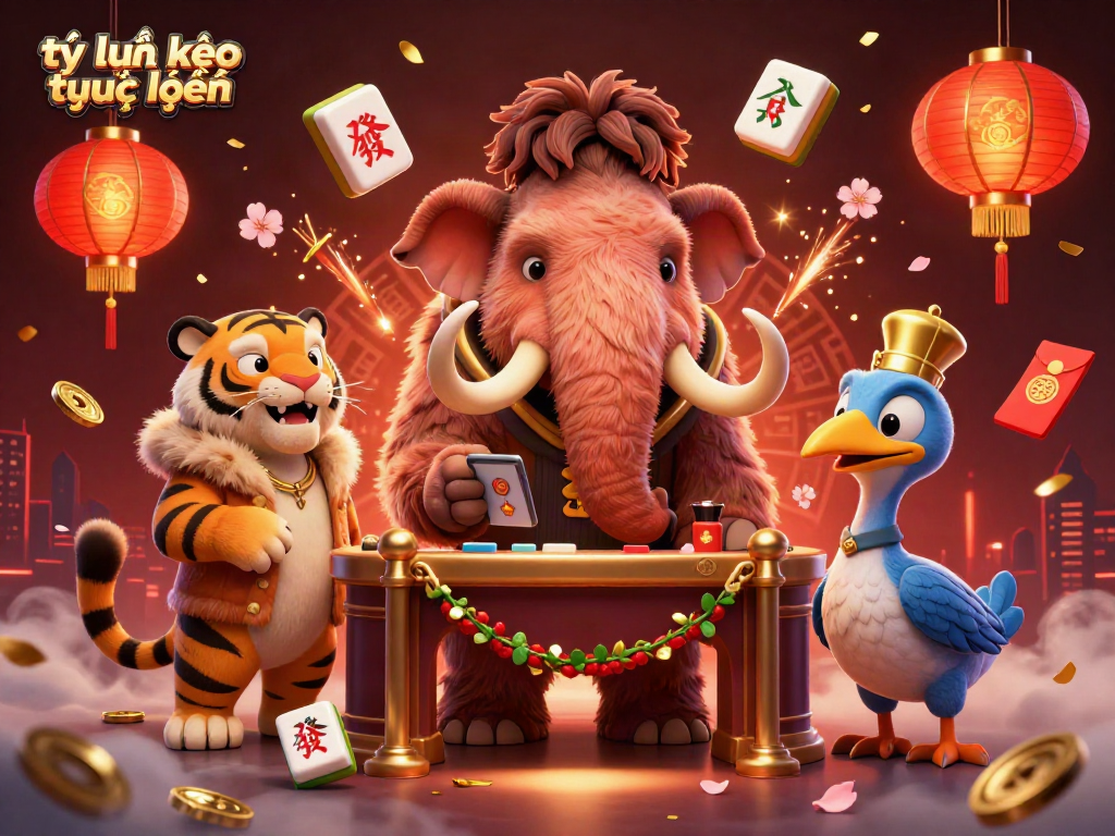 Bet on tỷ lệ kèo trực tuyến with a vibrant scene depicting a mammoth bouncer, VIP saber-tooth guest, and dodo doorman.