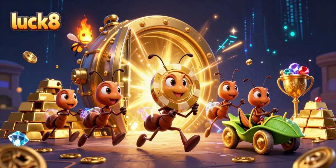 Experience the thrill of luck8 as ants carry a giant poker chip through a treasure-filled tunnel in vibrant 3D.