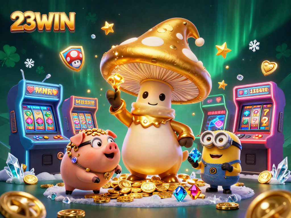 Experience thrilling gameplay at 23WIN with colorful game machines and golden treasures!