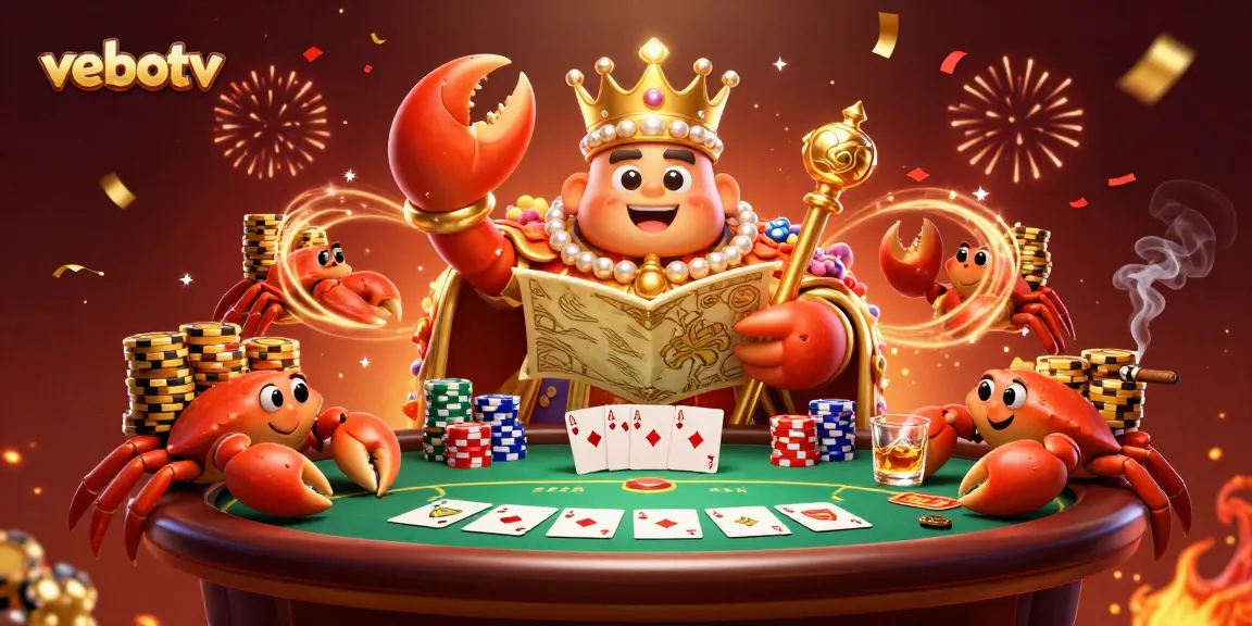 Experience thrilling betting action with vebotv on a vibrant 3D casino scene featuring a golden crab emperor.