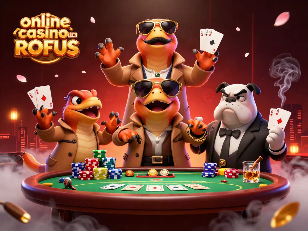 Engage in fun gaming at an online casino uden ROFUS with charming raptors in a trench coat.