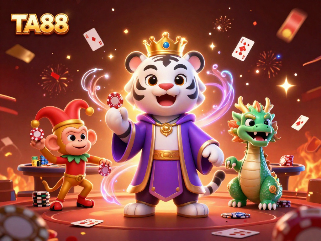 Play poker like a pro with TA88's thrilling casino scene featuring dynamic 3D characters.