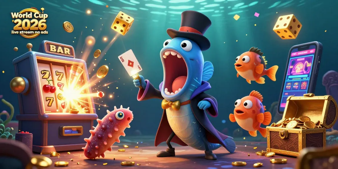 Experience the thrill of World Cup 2026 live stream no ads with this captivating underwater casino scene featuring vibrant characters and dynamic gambling elements.
