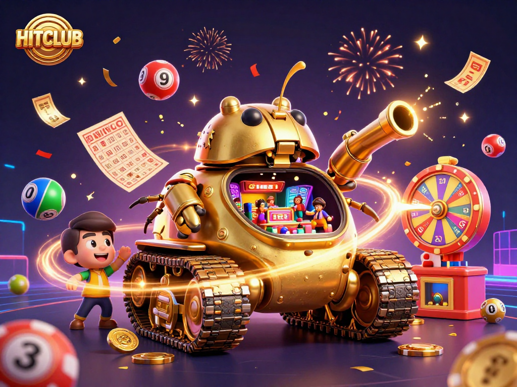 Experience the thrilling world of HITCLUB with a dynamic casino within a golden beetle tank.