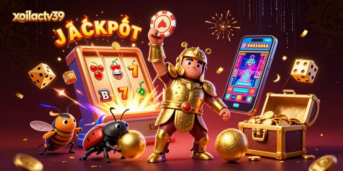 Experience the thrill of the jackpot with xoilactv39's vibrant 3D casino illustration showcasing excitement and wins.