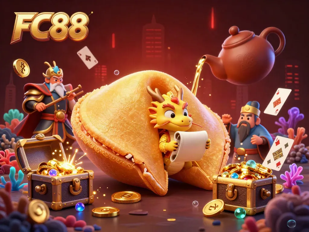 Join the thrilling world of FC88, where players engage with vibrant casino elements and whimsical characters.