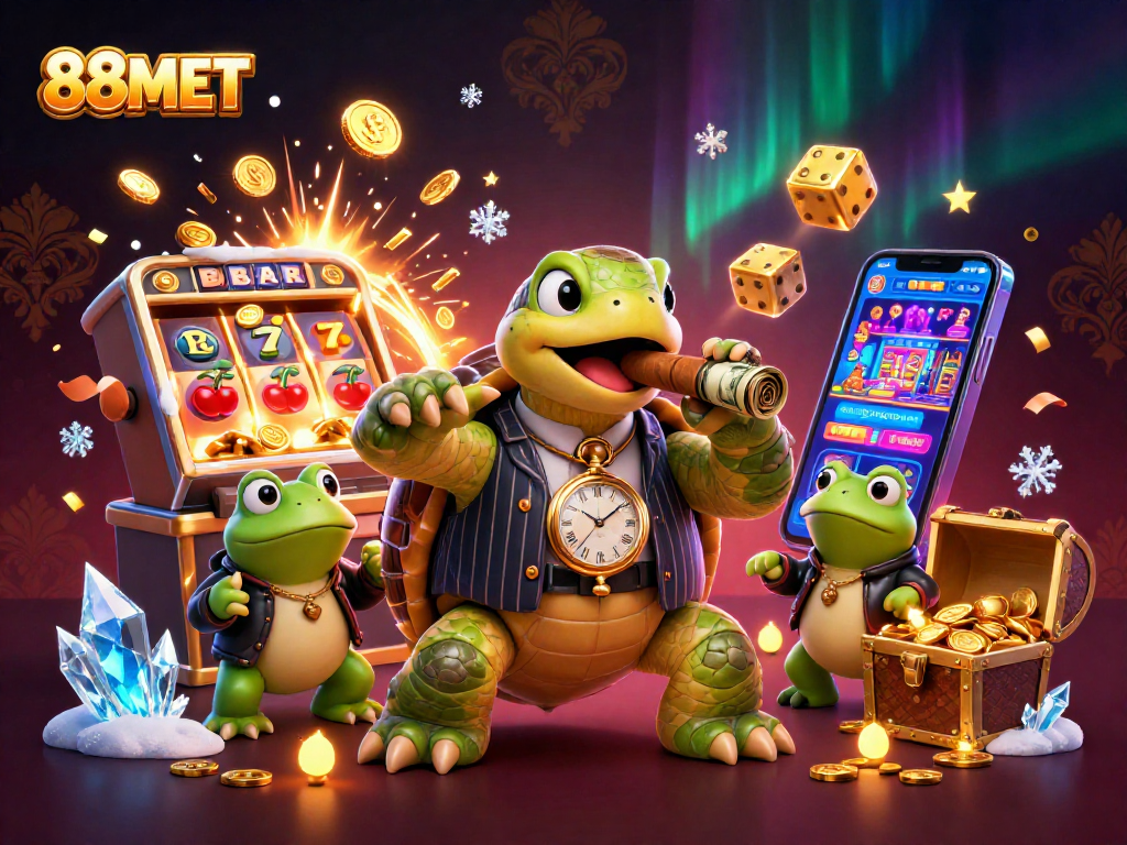 Experience the thrill of 88M BET with a vivid 3D illustration featuring cartoon characters and lively gameplay elements.