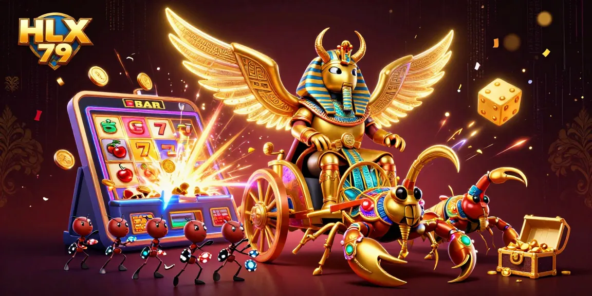 Experience HLX 79's thrilling casino adventure with a golden beetle and dazzling symbols.