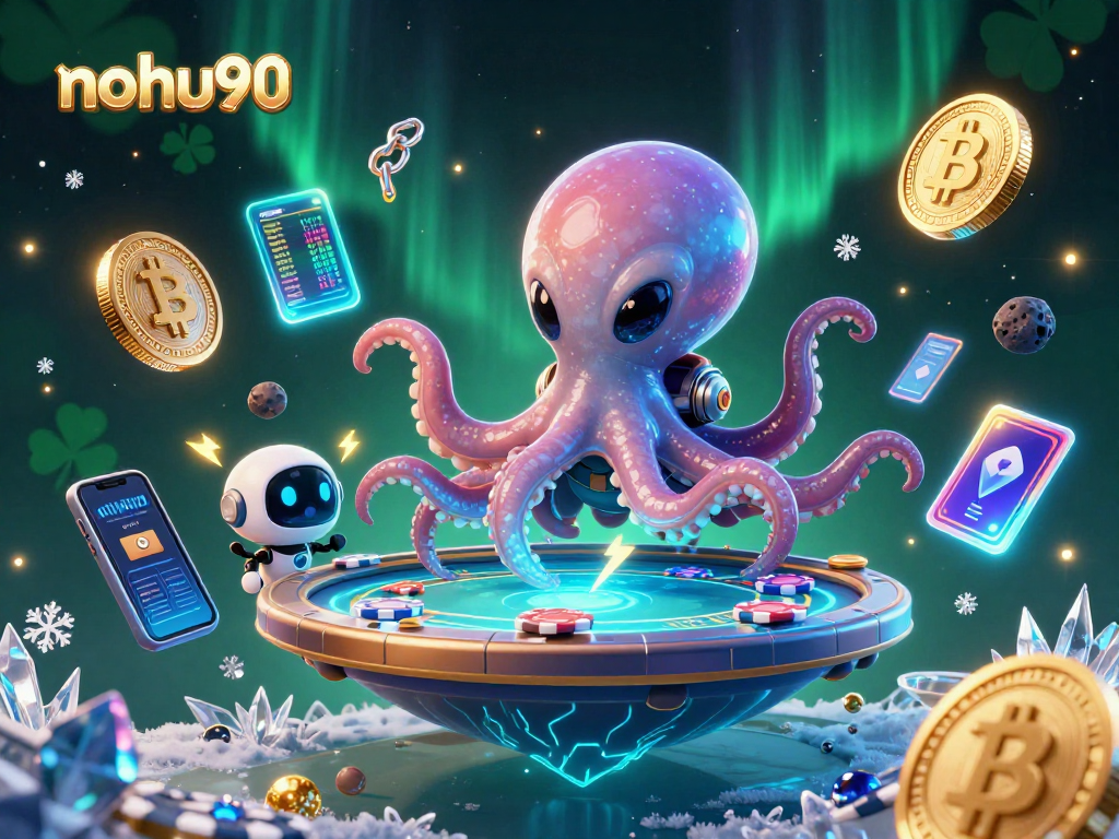 Nohu90 immerses players in an exciting alien-themed poker experience featuring vibrant cryptocurrency elements.