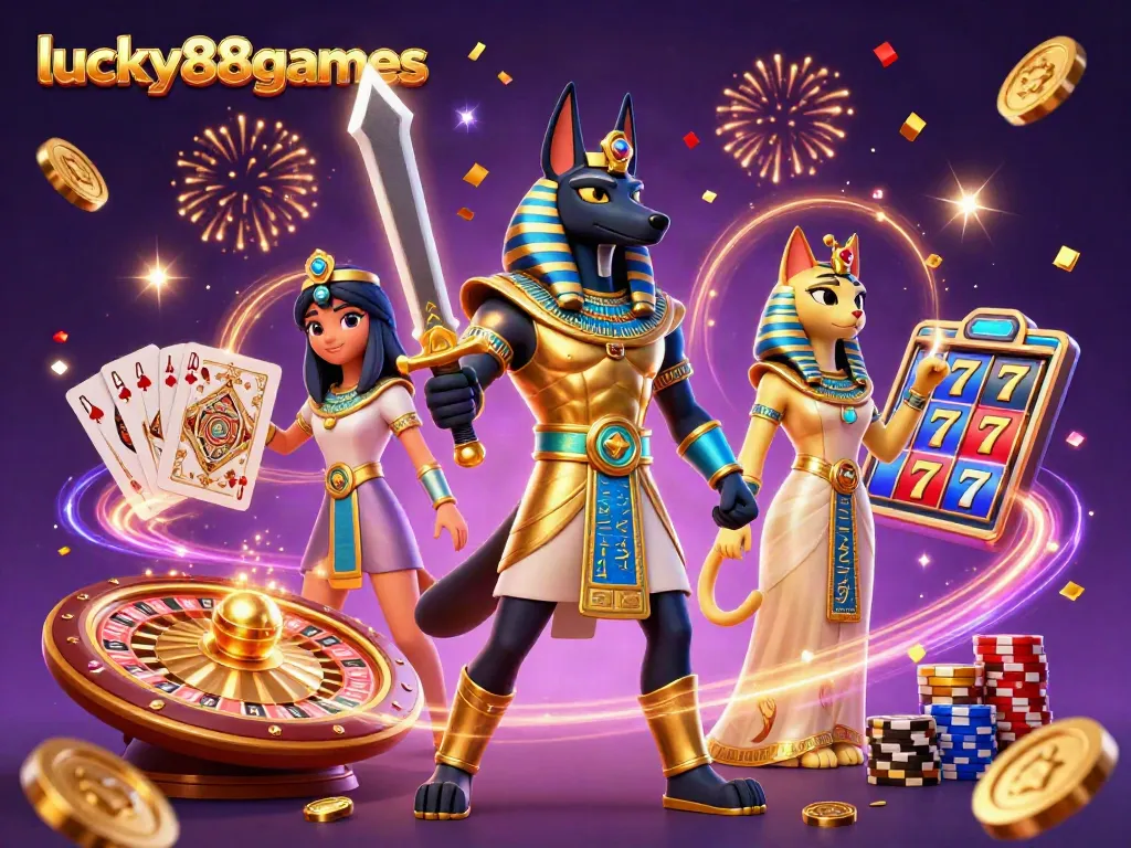 Spin and win with lucky88games as Anubis and Bastet reveal casino treasures.