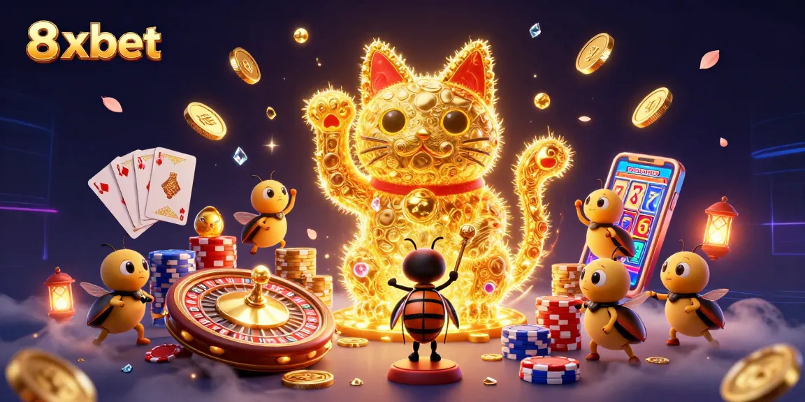 Experience thrilling gameplay with 8xbet’s dynamic golden fireflies and casino symbols.
