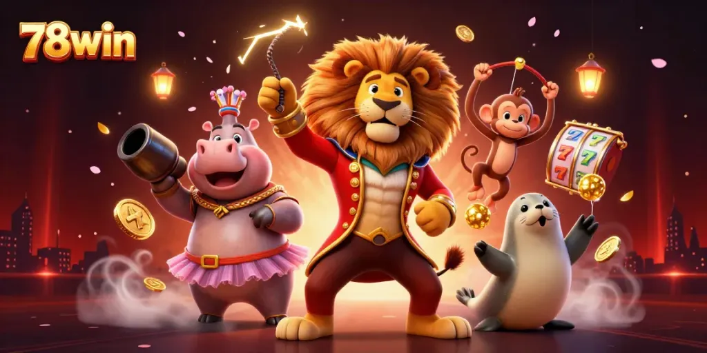 Experience dynamic gaming action with 78win's lively casino characters in an enchanting 3D scene.