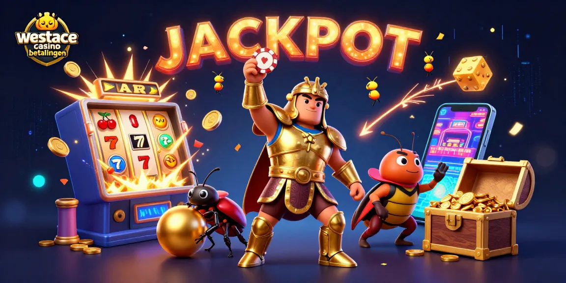 Beleef de westace casino betalingen met een glanzende jackpot en gouden symbolen in een kleurrijke casino-omgeving.
