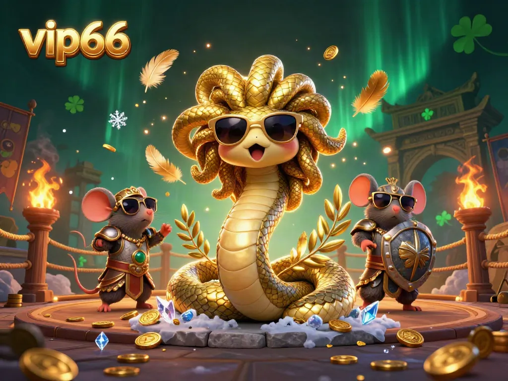 Engage with vip66's online casino games featuring Medusa, a warrior mouse, and vibrant gold elements.
