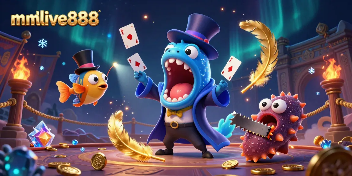 Experience thrilling gameplay with mmlive888 as the deep-sea characters engage in magical casino tricks.