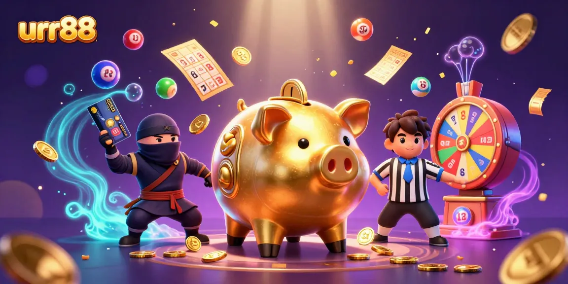 Experience thrills with urr88's dynamic casino scene featuring fun characters and vibrant game elements.