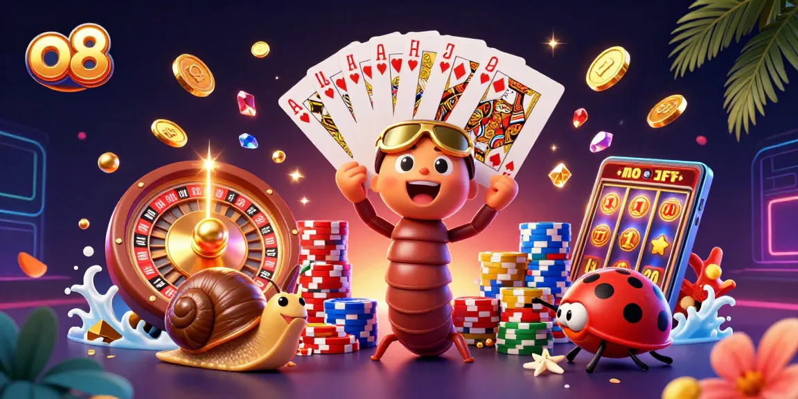 Experience the excitement of o8 with a vibrant casino scene featuring colorful characters and dynamic gaming elements.