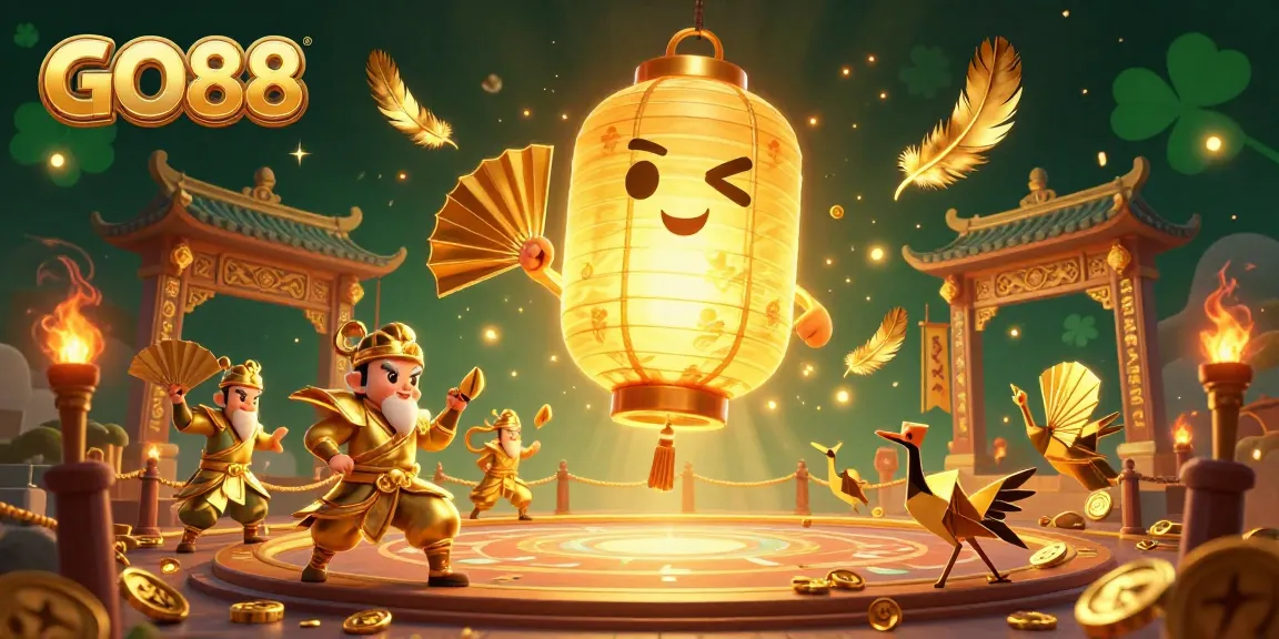 Experience the excitement of GO88 casino with golden lantern spirits and vibrant gaming elements.