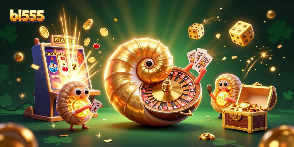 Win big with bl555 in a vibrant, action-packed casino scene showcasing a 3D nautilus roulette wheel.