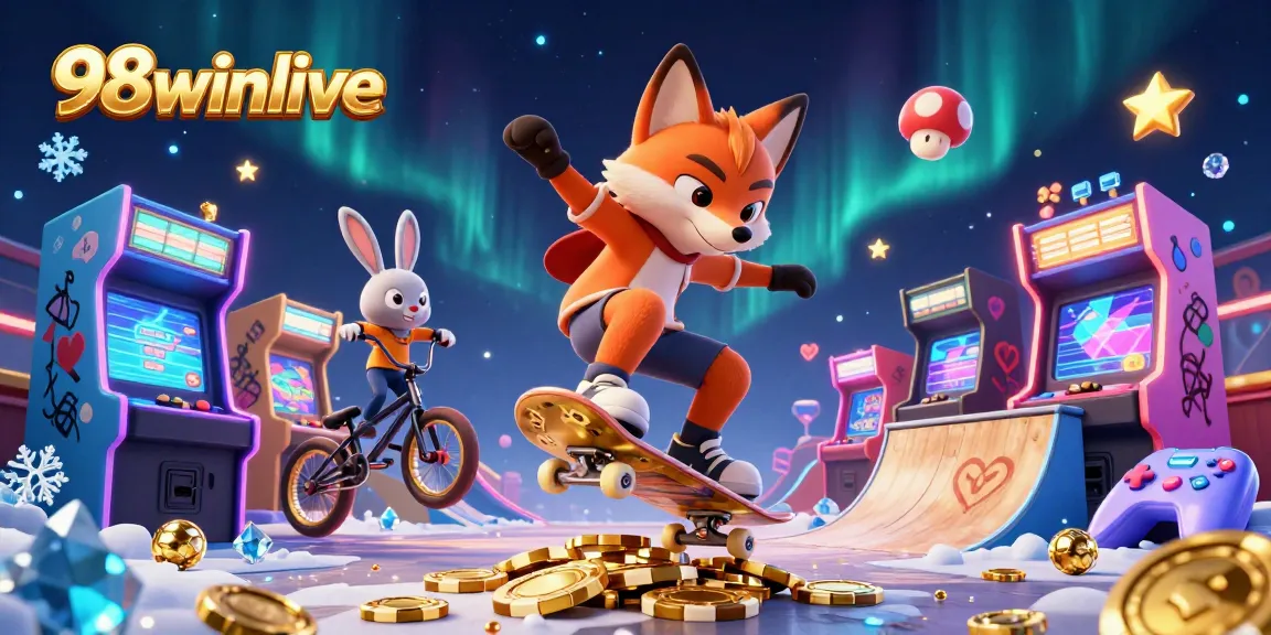 Experience thrilling gameplay at 98winlive with an exciting cartoon scene featuring vibrant casino elements and dynamic characters.