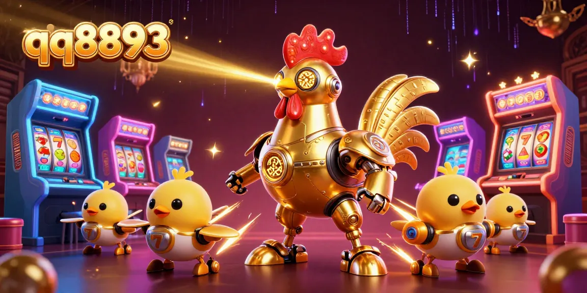 Engage in exhilarating gaming at qq8893 featuring vibrant slot machines and a golden robot!