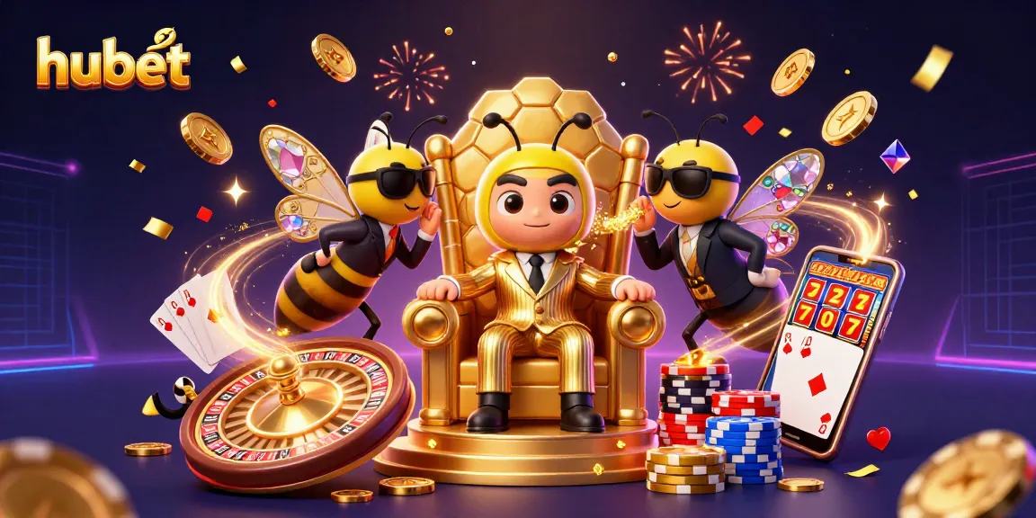 Experience engaging hubet gaming with the 3D casino-themed illustration showcasing dynamic characters and elements.